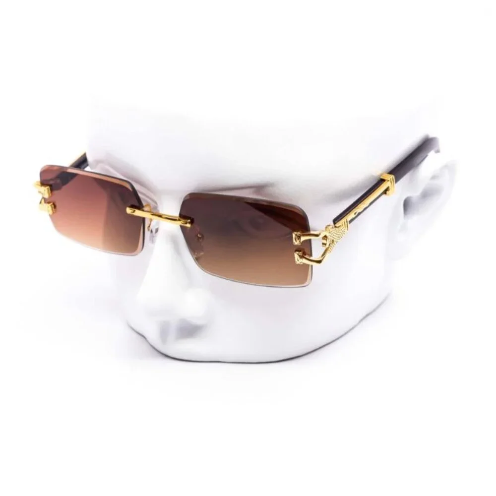 Men Sunglasses Brown Lens Retro Classic Luxury Retro Shades Gold‎ Metal Lentes